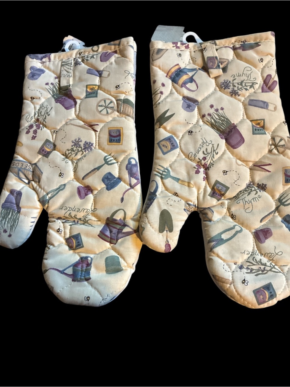 Vintage HomeTrends Herb Garden Quilted Oven Mitt Set NWT  Cottagecore - Picture 2 of 4